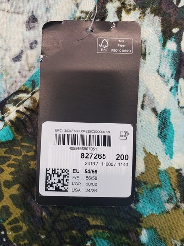 Abito donna Ulla Popken stampa tropicale maglia linea A impero taglia 24/26 nuovo con etichette - Foto 4 di 21