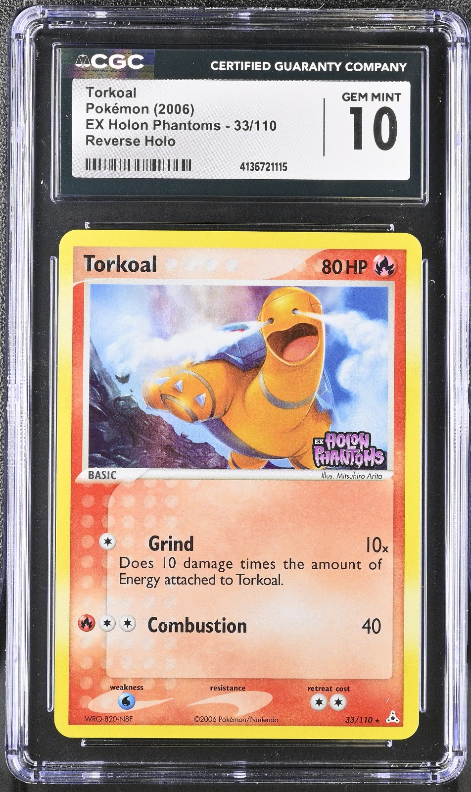Torkoal 2006 EX Holon Phantoms 33/110 Reverse Holo Stamped CGC 10 Gem Mint