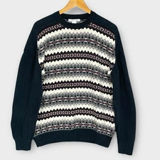 Geoffrey Beene Nordic Fair Isle Y2K Sweater Mens L Traditional Preppy Cotton