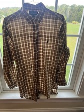 POLO RALPH LAUREN Yarmouth Button Down Shirt Mens Checkered Long Sleeve 16 32/33
