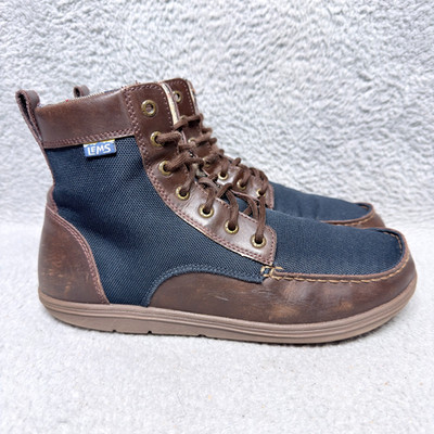 Lems Boulder Mens Size 10.5 Minimalist Ankle Boots Navy Stout Leather Nylon