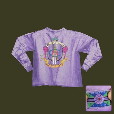 Beverly Hills Athletic Club Long Sleeve Shirt Crown Crest 90s Tie Dye Womens L