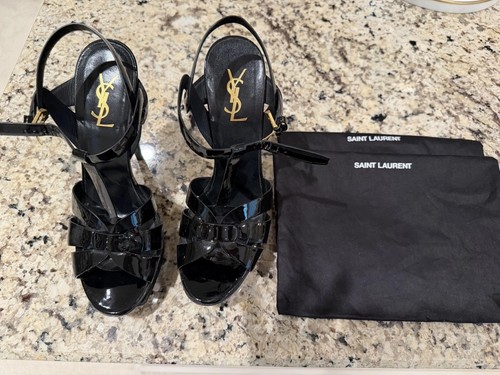 Saint Laurent Tribute Platform Sandals in Patent Leather