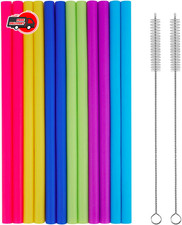 14 PCS Reusable Silicone Straws with Cleaning Brushes Extra Wide Large Straws
