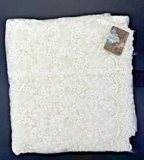 Vtg Sweet Dreams Lace Curtain Panel Ivory Queen Anne Drapery 53 X 108  Sheer