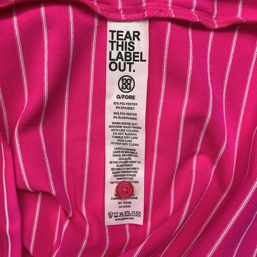 G Fore Polo Shirt Mens Large Pink Striped Performance Preppy Golf Stretch - Picture 7 of 9
