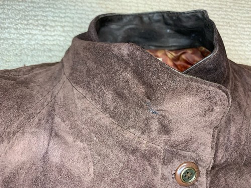 Vintage LL Bean Suede Leather Jacket Mens L Button 90s Outdoor Preppy Lined - Picture 8 of 13