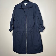 Michael Kors Black Zipper Utility Shirt Dress 2X Classic Business Casual