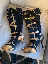 Spirit Halloween Womens Costume Pirate Boots Blk / Gld L 9 