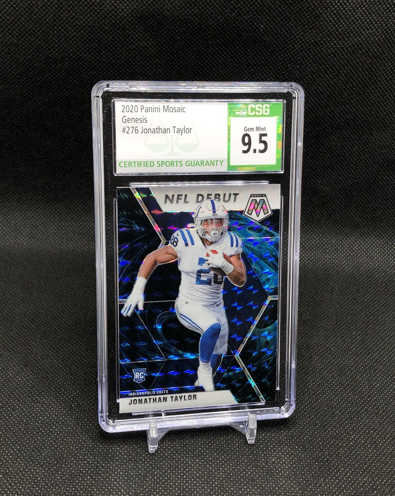 2020 Mosaic Jonathan Taylor “NFL DEBUT” GENESIS PRIZM SSP CASE HIT RC #276 9.5!!