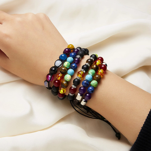 7 Chakra Stone Bracelet Buddha Healing Beads Balance Reiki Rope Band 1 Pc - Picture 13 of 19
