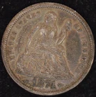1874 Arrows at Date, XF-AU Liberty Seated Dime, NOT AS TONED AS PIC SHOWS