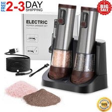 Rechargeable 2-Speed Electric Salt  Pepper Grinder Set Automatic Mill Shaker