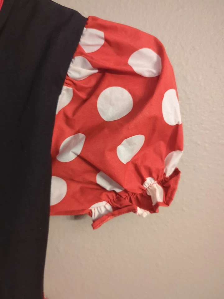 Vintage Walt Disney World Girls Dress Minnie Mouse Size XS Kids Polka Dot - Image 4 of 4
