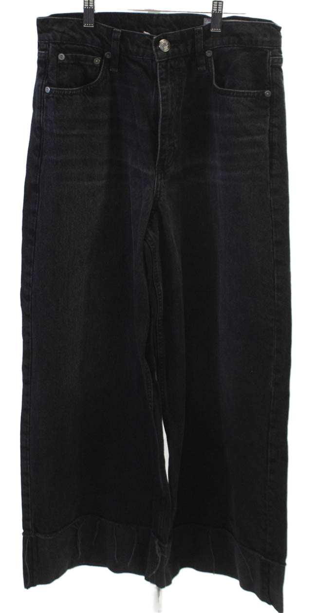 Rag & Bone Womens Wide Leg Jeans Black High Rise Button Size 29Free Shipping in US $100+ Orders | $6.95 Orders Below