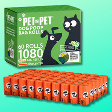 1080 Counts Orange Dog Poop Bag Rolls 38 Plant Based 62 PE Waste Bag