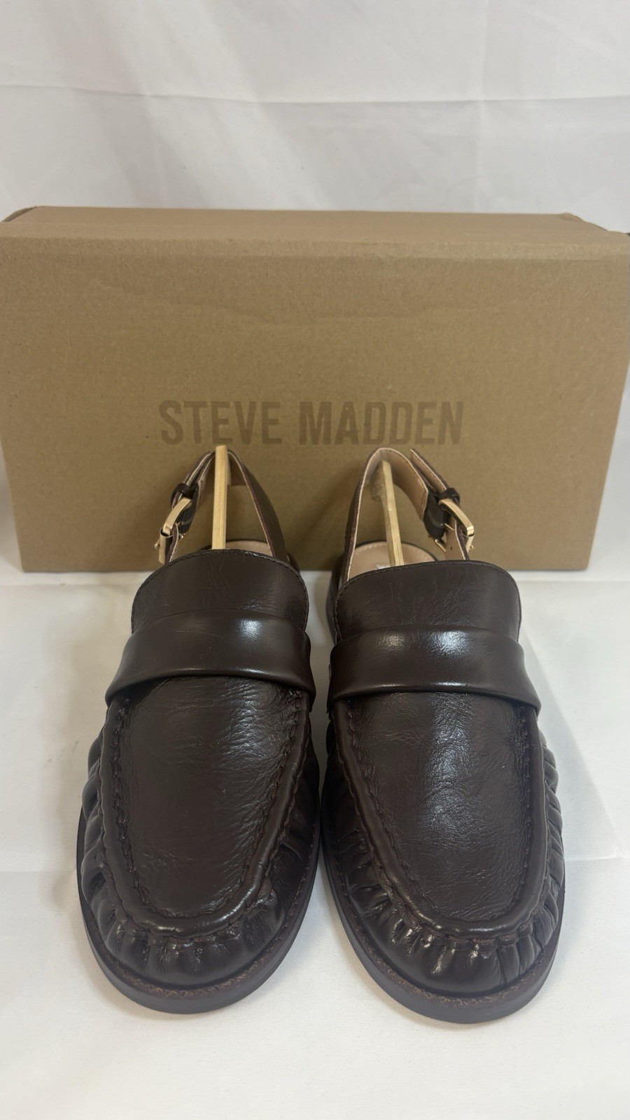 STEVE MADDEN Reeves Brown Leather Sandal Size Uk 4 New Genuine RRP£89.99 #646 image 2