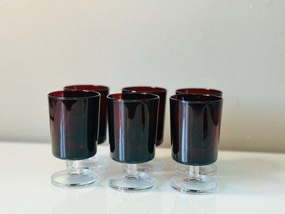 Vintage Rubinrot Glaskelche 6er Set Elegant Stielgläser Bargeschirr Gläser