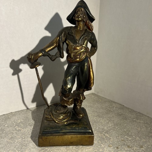ESTATUA PIRATA PAUL HERZEL REVESTIDA DE BRONCE POLICROMADA DE COLECCIÓN DETALLADA con espada (338)