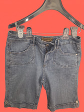 Hannah Denim Capris Womens 6 Blue Embroidered Button Cuff