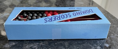 Vtg Crisloid Plastic Red/Black Domino Scorer Set of 2 in blue Box 298 USA READ - Picture 6 of 18