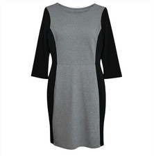 TALBOTS SHEATH DRESS Gray & Black Colorblock PONTE KNIT STRETCH Business/Date 8