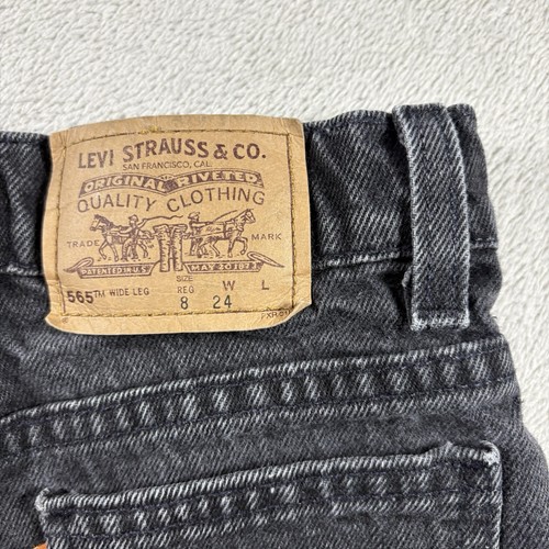 Vintage Kids Youth Levi’s Shorts 565 Wide Leg Size 8 Black Orange Tab 90s Y2K - Picture 9 of 9