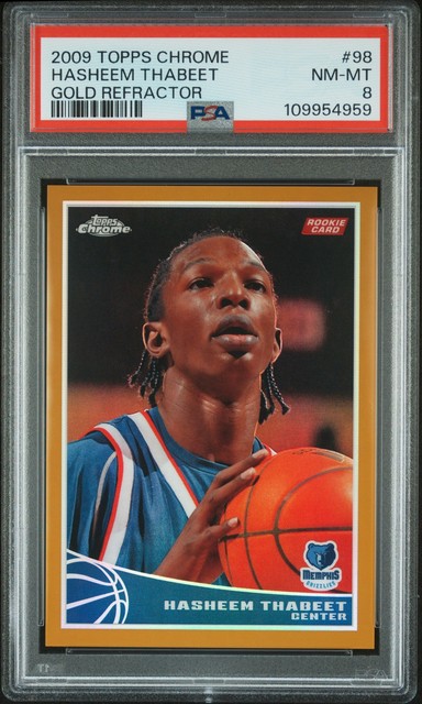 2009 TOPPS CHROME GOLD REFRACTOR #98 HASHEEM THABEET 15/50 PSA 8