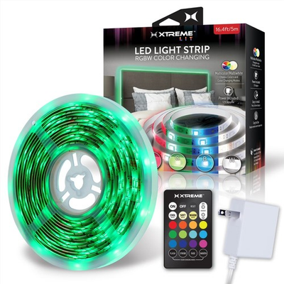 #ad 16.4ft Color Changing Indoor LED Light Strip New RGBW 12V Adapter $13.27