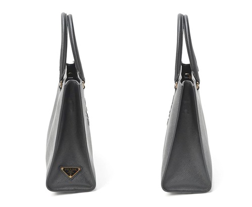 PRADA Medium Saffiano Leather Handbag Tote Bag 1BA337 Leather Black Used S155470 - Picture 4 of 10