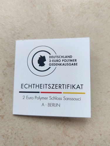 2 Euro Polymer Schloss Sanssouci BRD 2020 *Stempelglanz* A - Bild 3 von 4