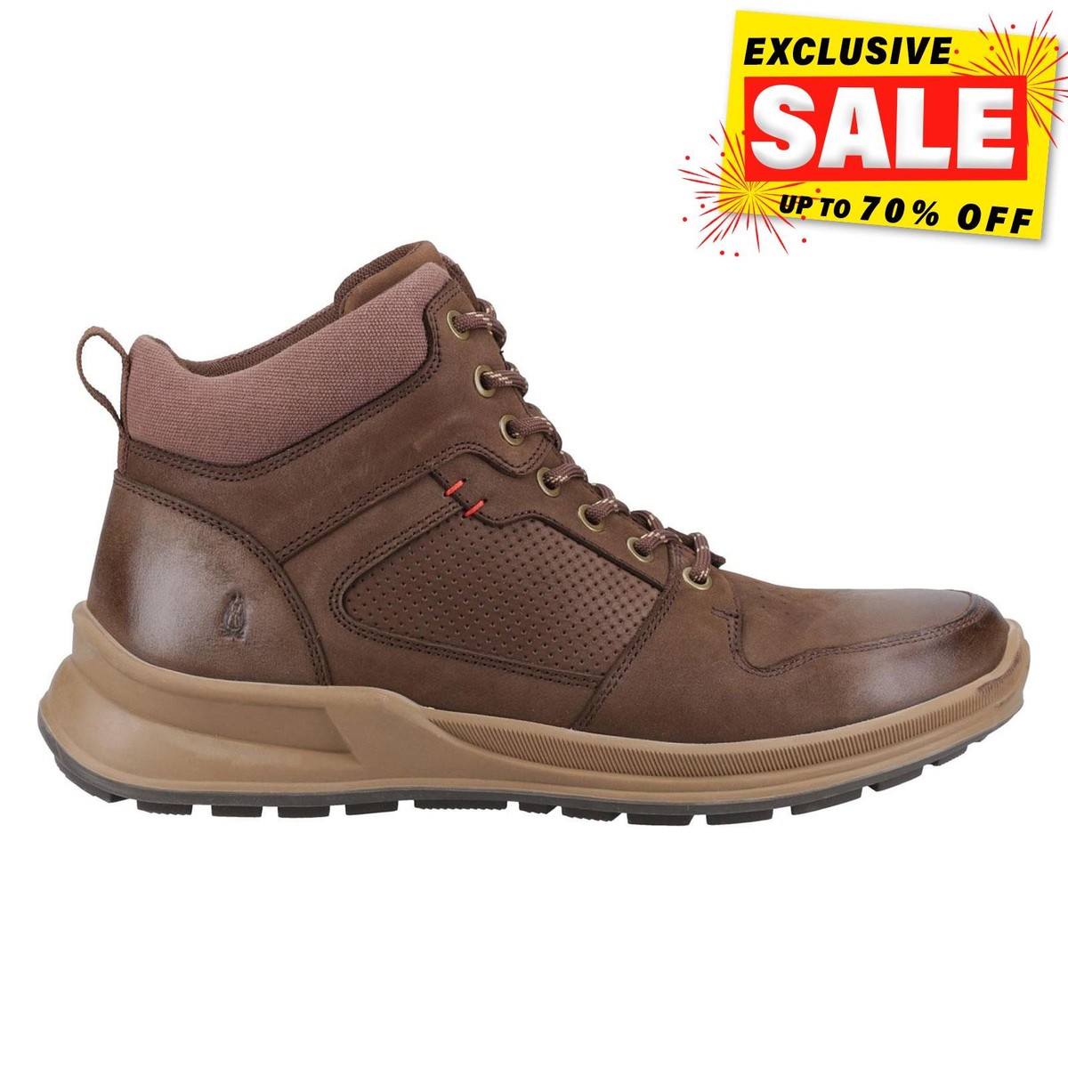 Hush Puppies Men's Dean Leather Boots - Ankle-High Brown Boots With Rubber Sole, Size 12