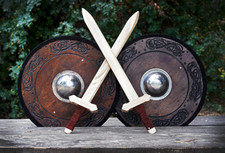 Viking Playpack  Two Shields with Steel Boss  Two Sturdy Swords with Wrapped H