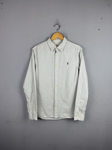 All Saints Shirt Pin Redondo Long Sleeve Striped Button Men’s M Size - Picture 1 of 7