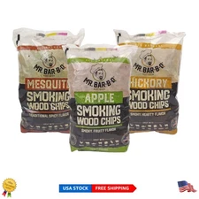 100% Natural Hardwood Wood Smoker Chips - 3 Flavors for Delicious BBQ Experience