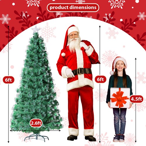 Glasfaser Weihnachtsbaum Pre-Lit Künstlicher Weihnachtsbaum mit mehrfarbigen LED-Leuchten - Bild 5 von 32