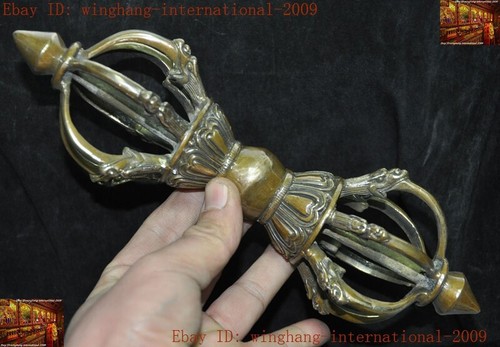 Tibetischer Buddhismus Tempel Bronze Vajra Dorje Phurpa Exorzismus Talisman Faqi Statue - Bild 7 von 9