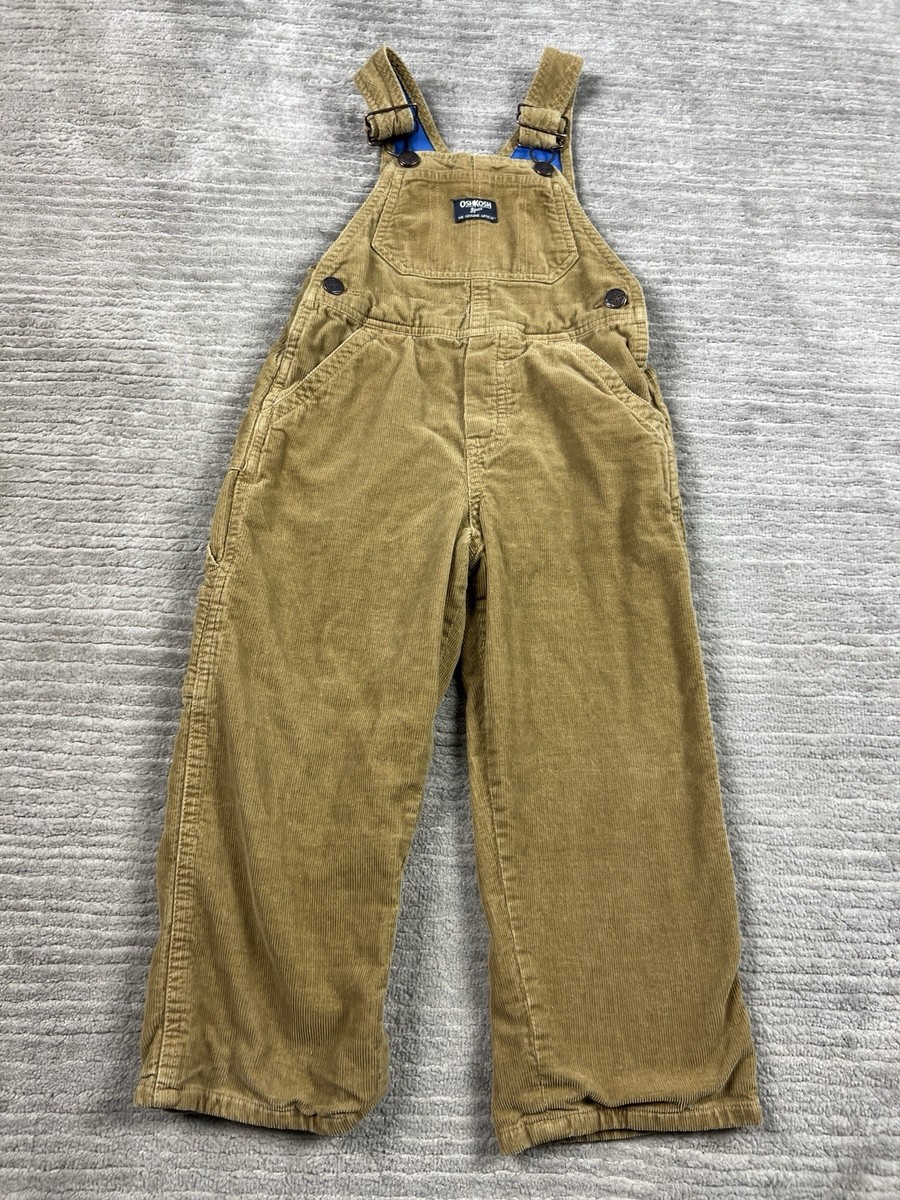 OshKosh B'Gosh Toddler Boys 4T Brown Tan Corduroy Overalls Bib