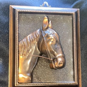 Vintage Copper Horse Head Wall Plaque Relief in Decorative Art 4”x41/2”