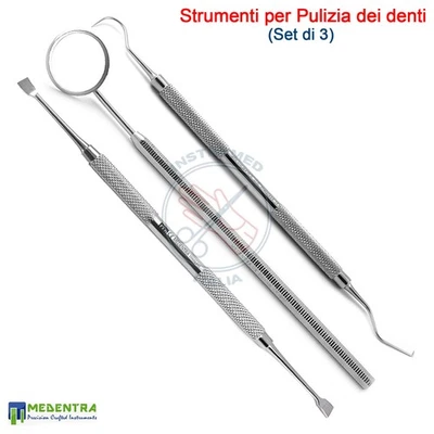 MEDENTRA Strumenti per la Pulizia dei denti Specchio bocca Dentale Raschietto Dentista CE