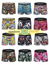 Printed Boxer Shorts Loose Fit Breathable Comfort Men's Underwear 5 Pcs