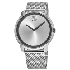 Movado Bold Silver Sunray Mesh Bracelet 44mm Men's Watch 3600260-PO