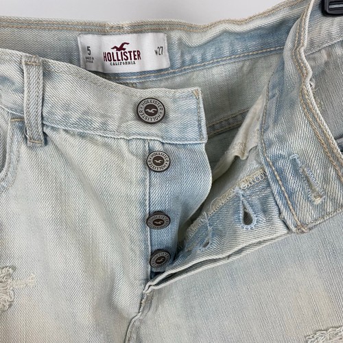 Hollister Denim Jean Mini Skirt - Light Wash Distressed - Size 5  - Picture 5 of 6