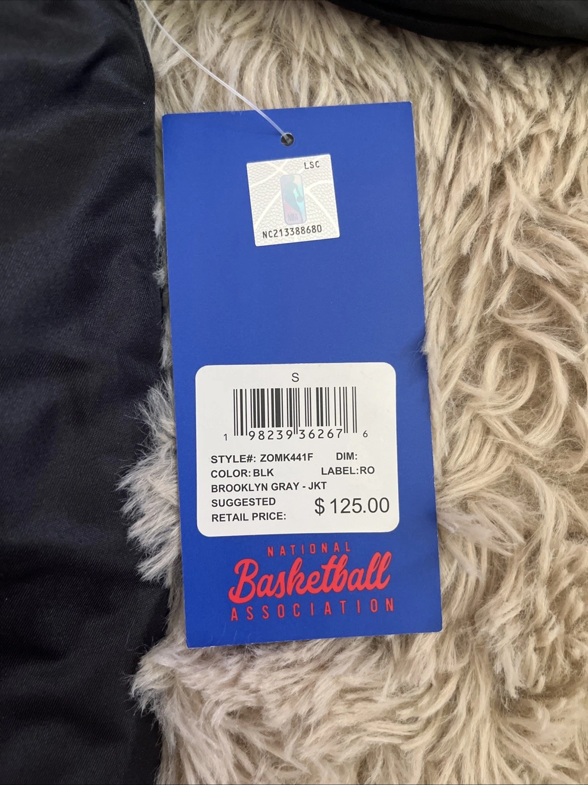 Official Satin NBA Brooklyn Bomber Varsity Snap Jacket Men's Size S Black NWT - product detail image 5