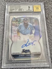 2023 Bowman Chrome Junior Caminero Auto Speckle Refractor 256/299 RC BGS 9