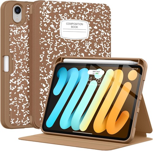 For iPad Mini 8.3" Case with Pencil Holder Composition Notebook Auto Sleep/Wake - Picture 17 of 40