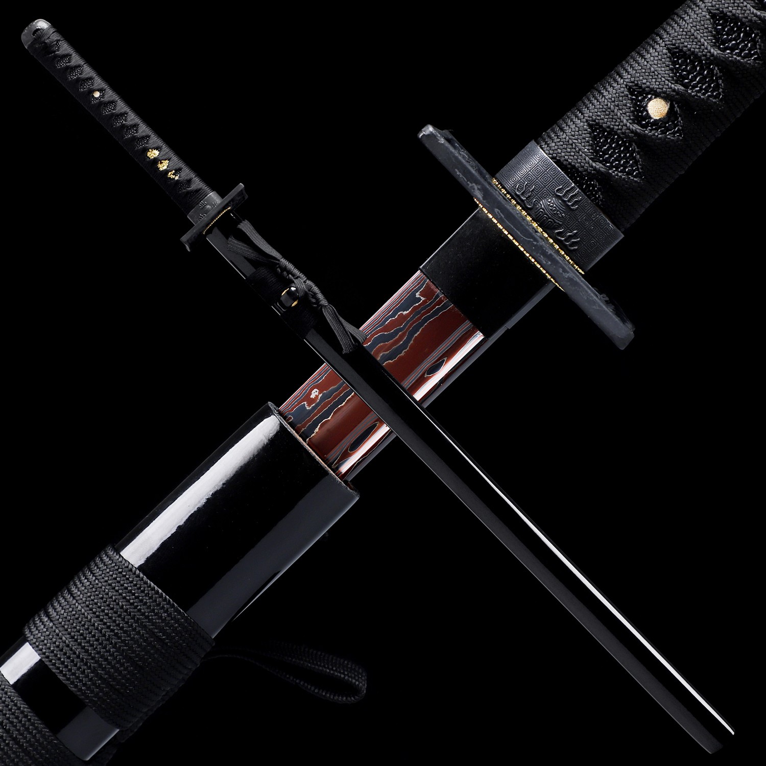 Red Blade Ninja Sword Japanese Samurai Katana Folded Steel Dragon Square
