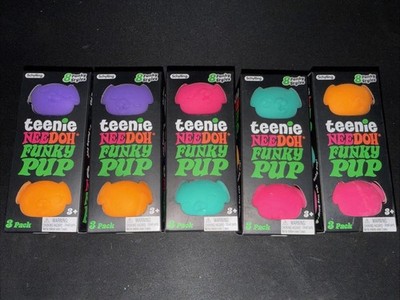 NeeDoh Teenie Funky Pup 3 Pack Neon Squishy Fidget Stress Toy Viral Random Color