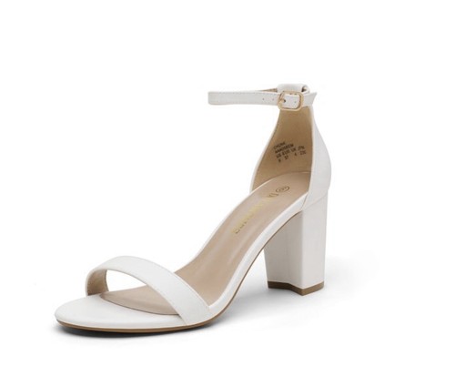 Sandalias de tacón bajo DREAM PAIRS para mujer, talla 6,5, blancas/pu, trozos - Imagen 1 de 7