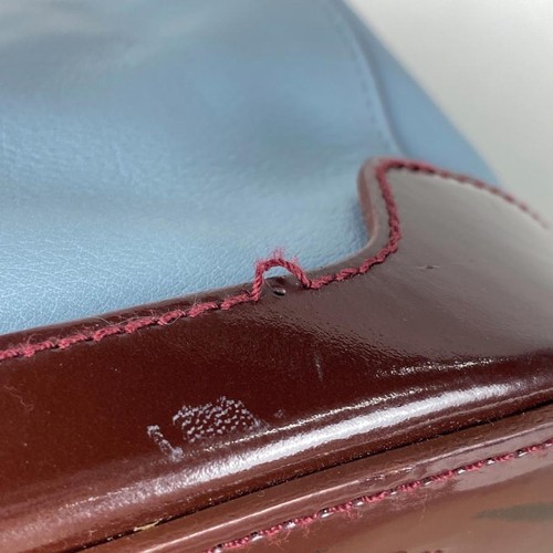 Prada Logo Light Blue Brown Leather Shoulder Bag Vintage Authentic - Picture 4 of 9